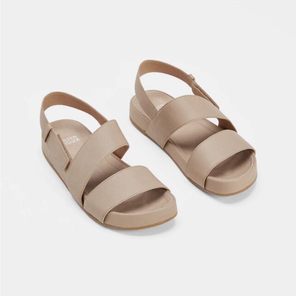 Eileen Fisher Curve Tumbled Leather Sandal 8.5